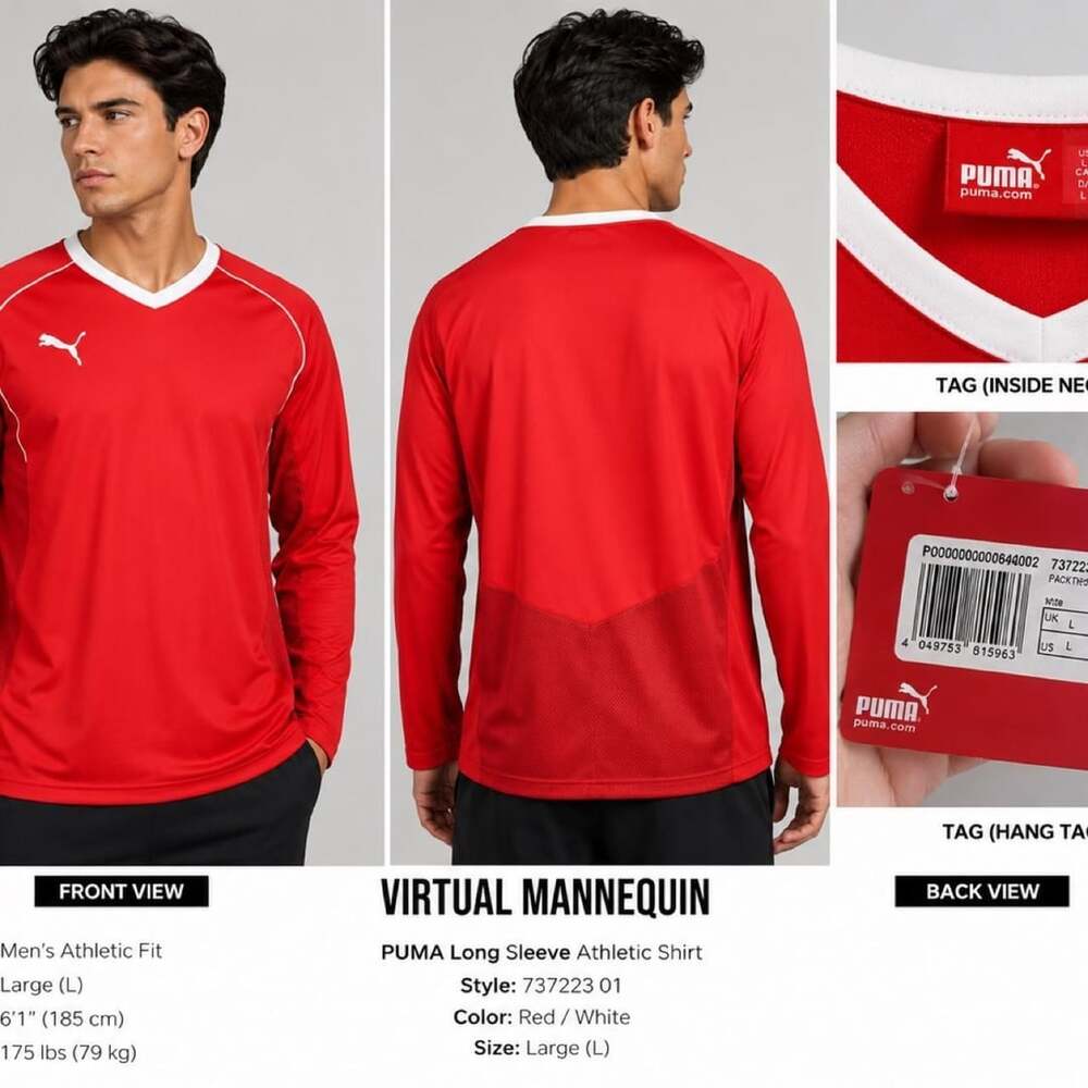 Puma Long Sleeve Athletic Shirt Size L Red